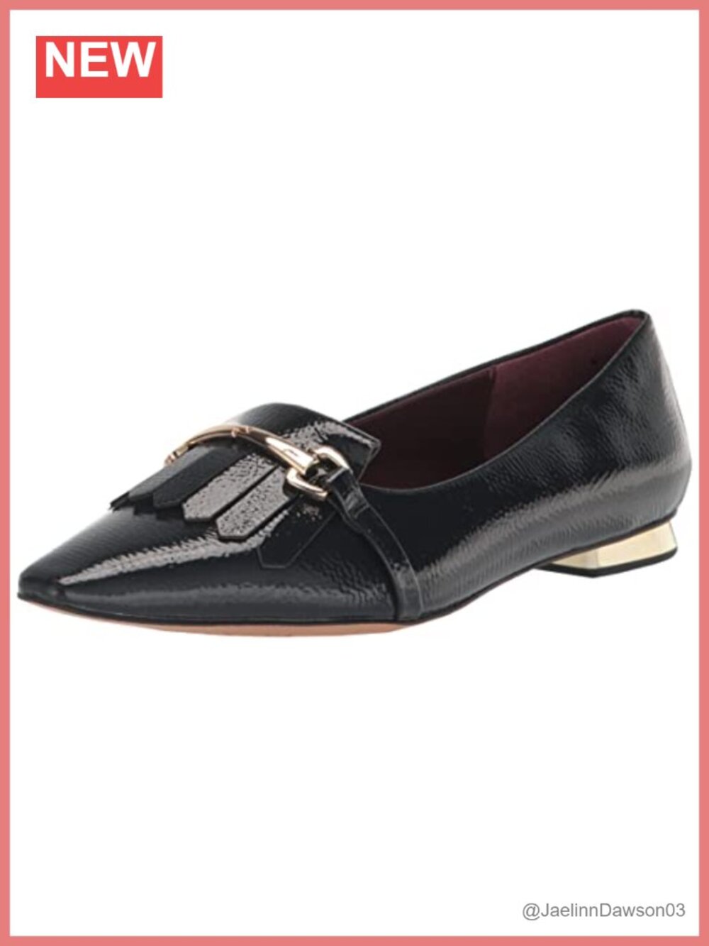 Faux Leather Pointed Toe Slip-On Loafer with Metallic Ornamentation